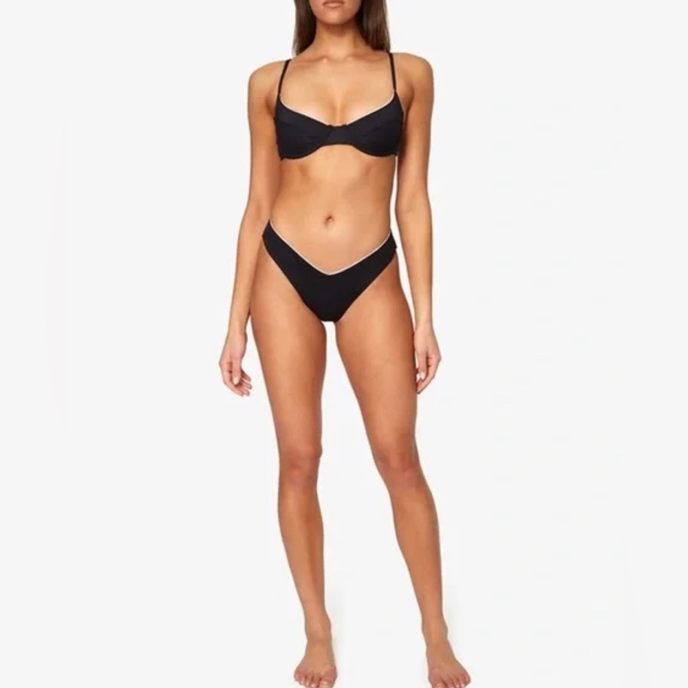 WeWoreWhat - Swiss Dot XS Black Bikini Set: Vintage Demi Top, Delilah Bottom